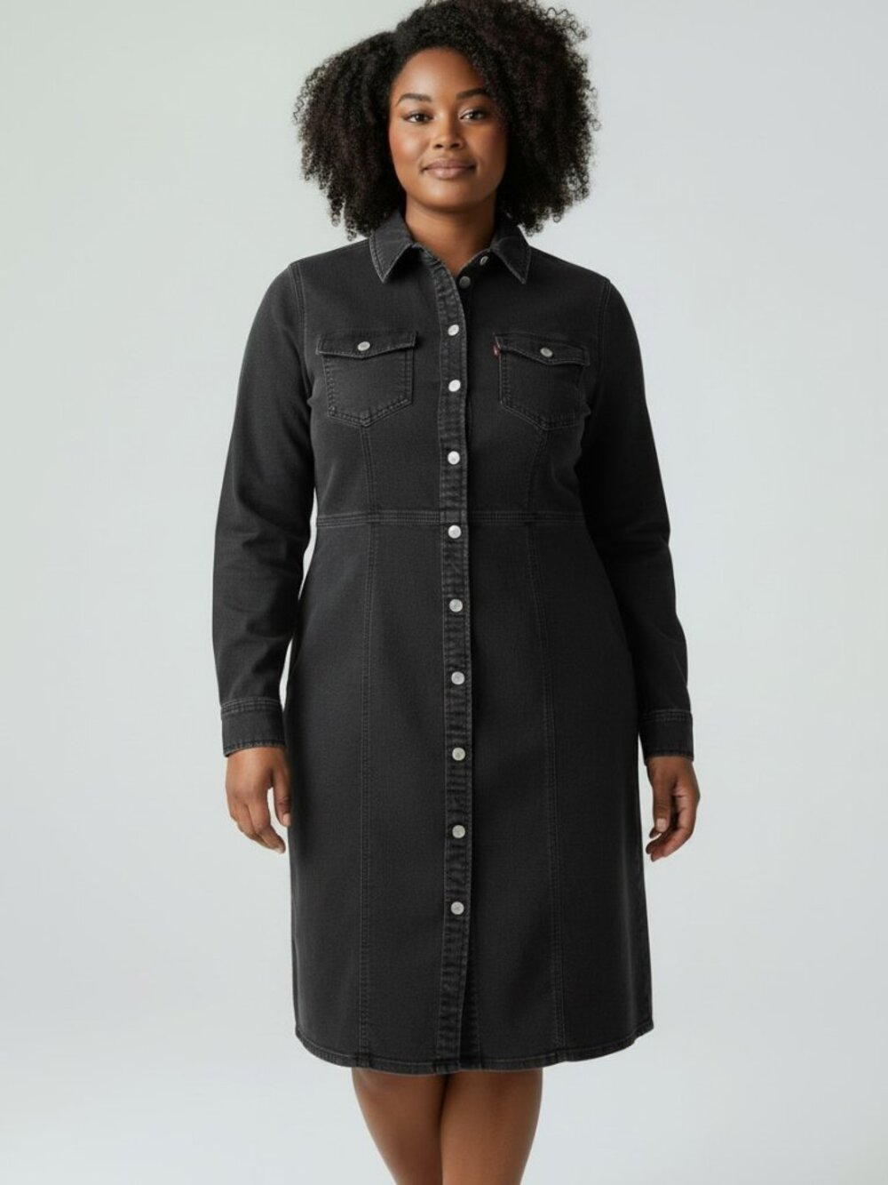 Levi's Washed Black Snap Front Denim Dress Size XXL